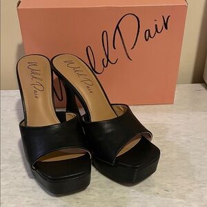 Wild Pair Black Open-Toe Platform Mule Heels